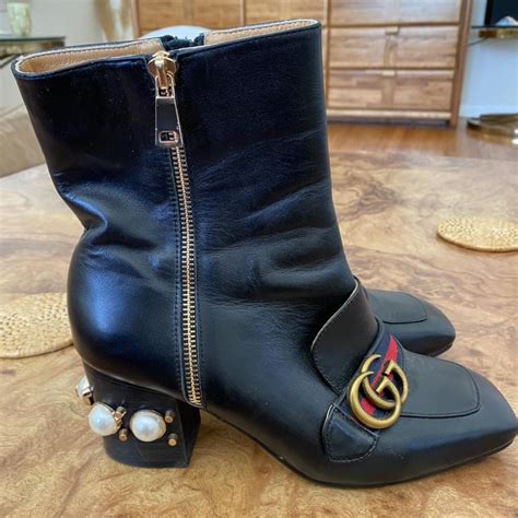 tall black gucci boots|Gucci boots embellished.